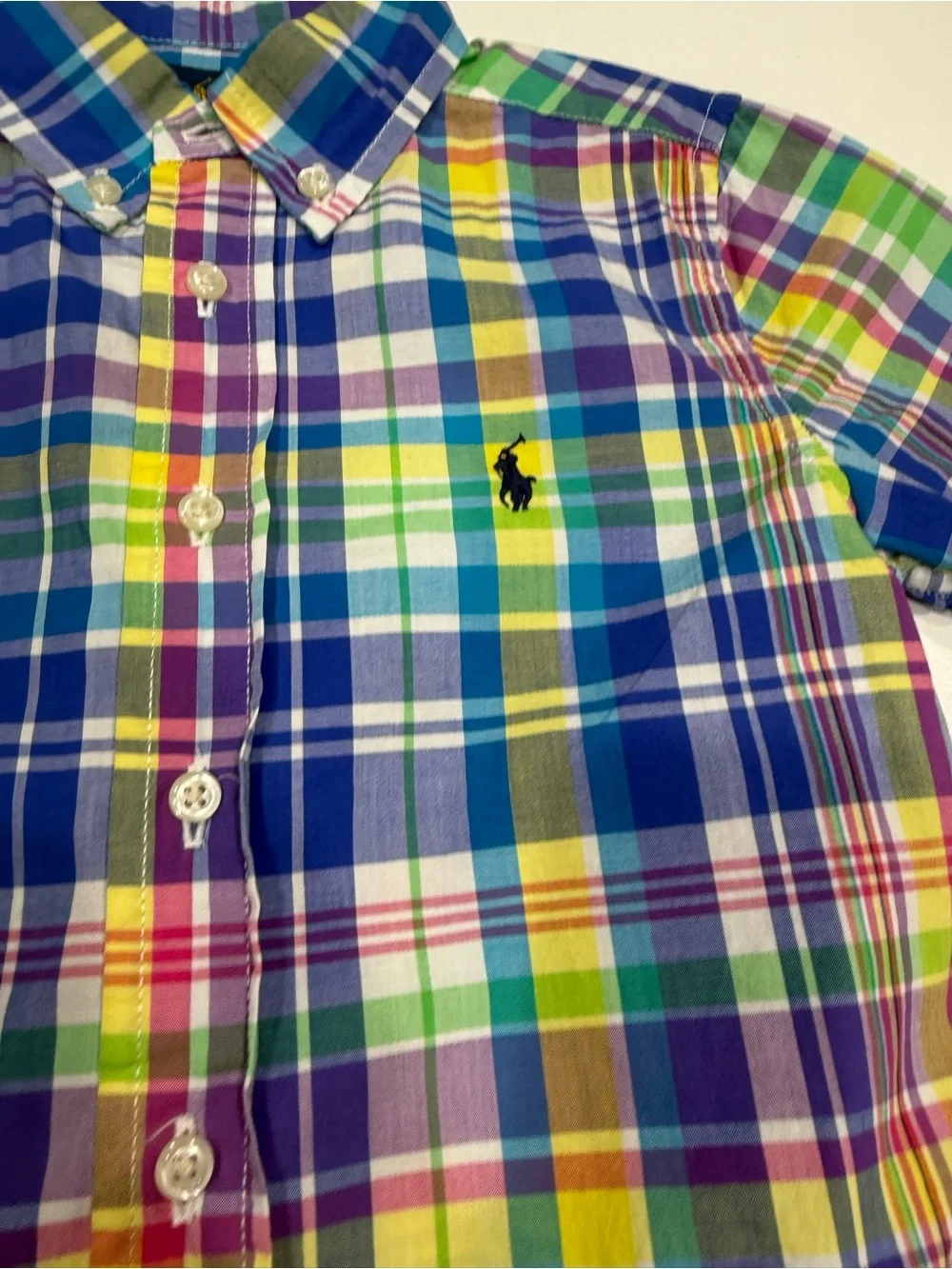 Polo Ralph Lauren Boys Plaid Short-sleeve Poplin Shirt Embroidered Pony, Sz. 4